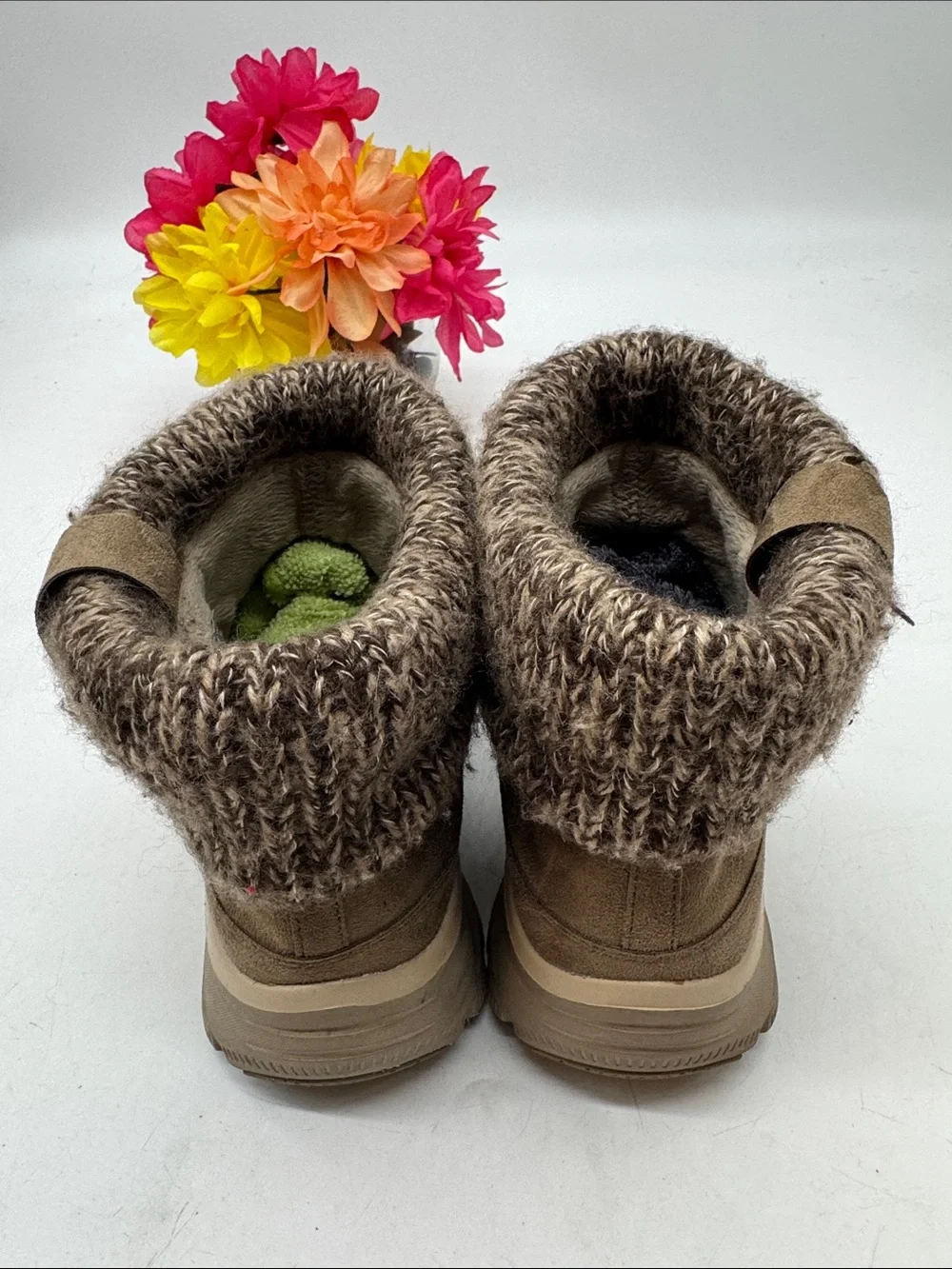 Skechers Relaxe Women’s Cozy Fold-Over Suede Ankle Boots- Brown Size 8 MCA10324L